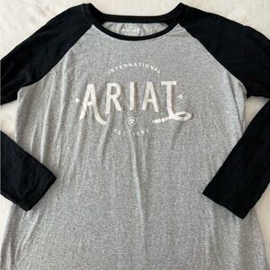 ARIAT WOMEN'S REAL ARIAT BASEBALL SHIRT Size XL Gray Black E45